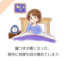 寝つきが悪くなった、夜中に何度も目が覚めてしまう